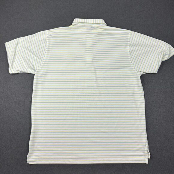 Fennec Polo Shirt Mens XL White Yellow Blue Striped Golf The Bridges Golf Club - Picture 6 of 8
